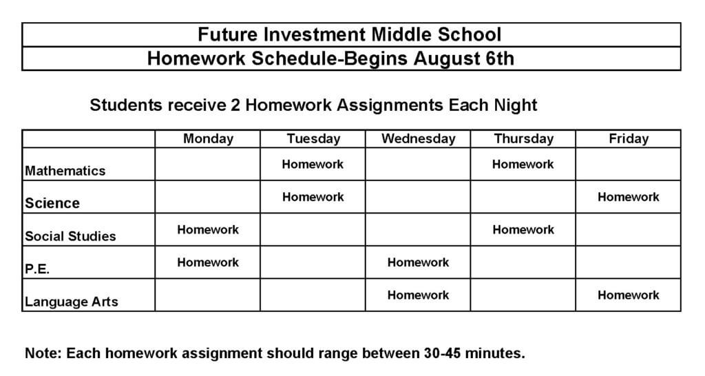 middle school homework planner
